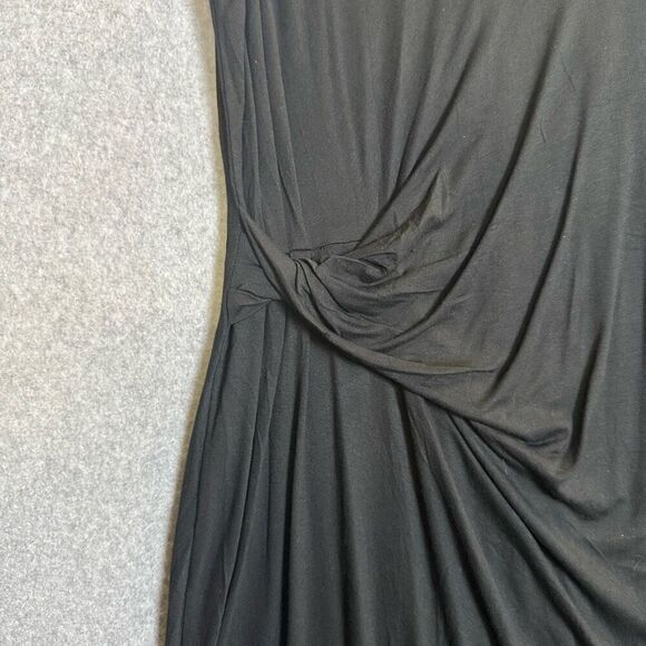 Garnet Hill Womens Size 8 Twist Front Midi Shift Dress Black Sleeveless Stretch - Picture 5 of 9